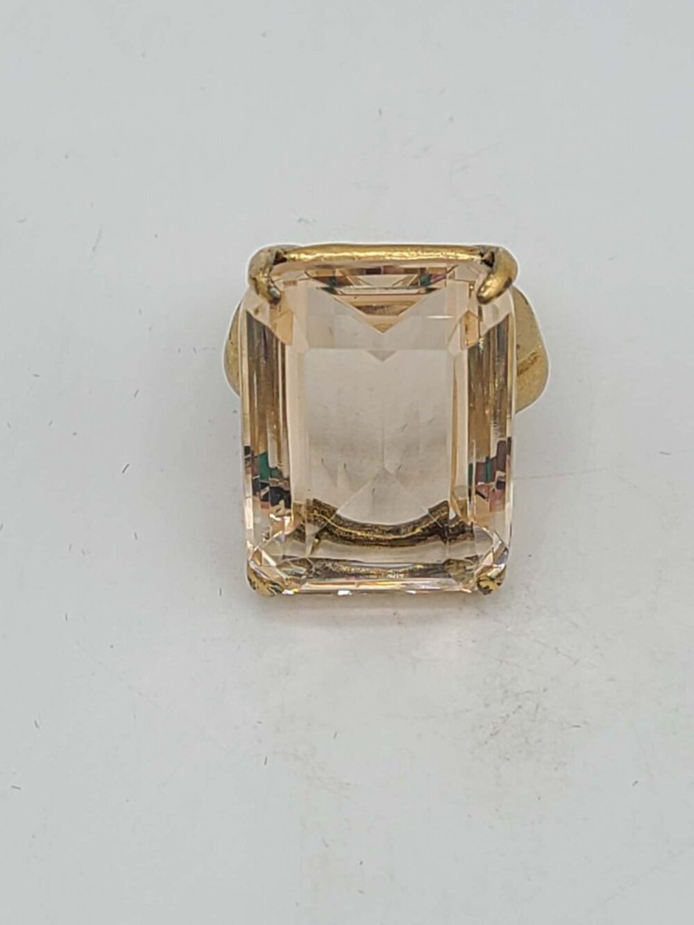 J Crew Clear Crystal  Gold tone Ring size 5 1/2